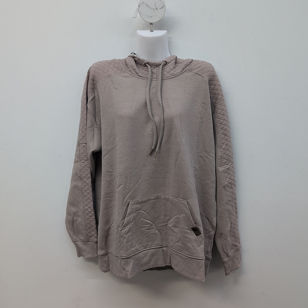 Maurices Homeward Quilted Leopard Lined Pullover Women's Hoodie Size Large Taupe
